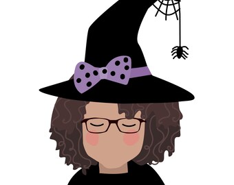 Custom Halloween Face Portrait - witch, warlock, spider bows