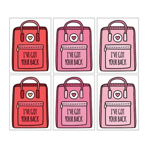 Cute Pink Backpack Valentine's Day Classroom Card perfect for adding darling Charms image 5