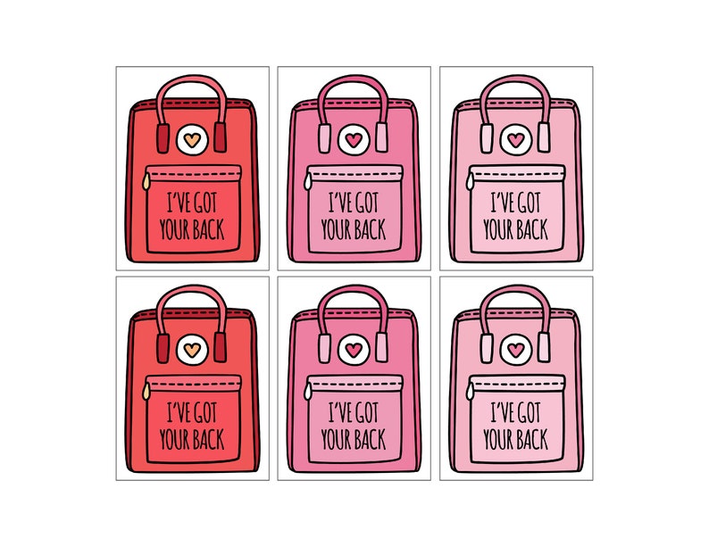 Cute Pink Backpack Valentine's Day Classroom Card perfect for adding darling Charms image 5