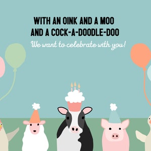 Farm Animals Party Posters, Invitation and Thank You