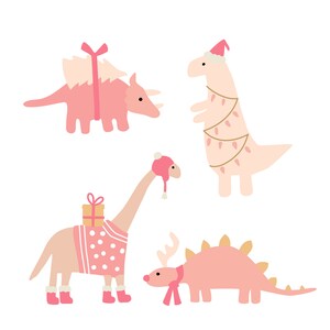 Christmas Dinosaurs - Pink