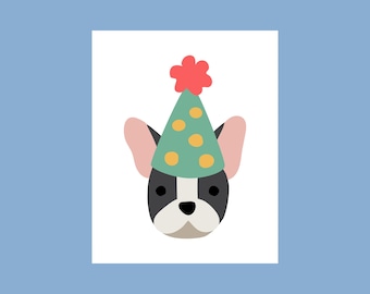 Bright Puppy Dogs 2.0 in Party Hats Posters for Instant Download Party Decor and Wall Art