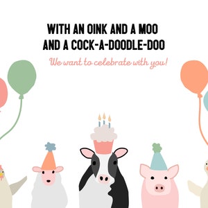 Farm Animals Party Posters, Invitation and Thank You - white background