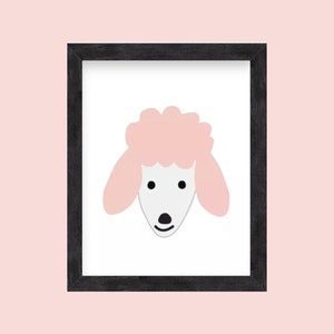 Puppy Dog Face Posters Birthday Party Photo Wall Art Decor for Children in Pink