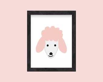 Puppy Dog Face Posters Birthday Party Photo Wall Art Decor for Children in Pink