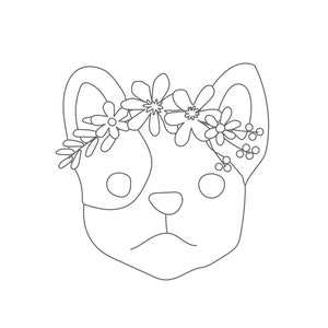Puppy Dog Faces with Flowers Coloring Pages