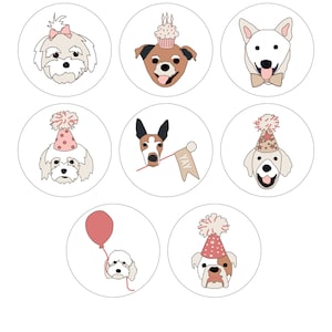 Birthday Puppy Circles - Pink - for Banner, Cupcake Toppers and Tags