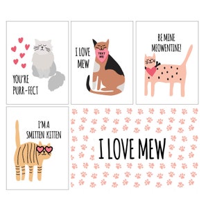 I Love Mew Kitty Cat Printable Valentine Cards