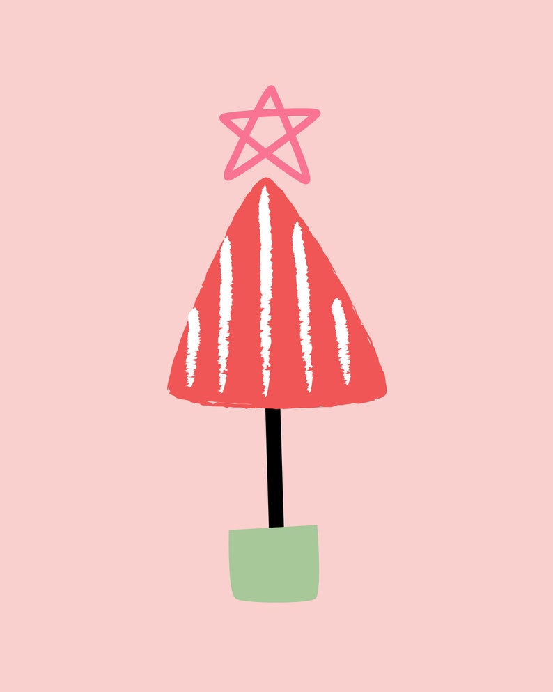 Pink Holiday Christmas Trees and Word Art Collection Etsy Canada