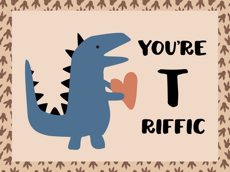 Dino-mite Dinosaur Printable Valentine Cards image 2