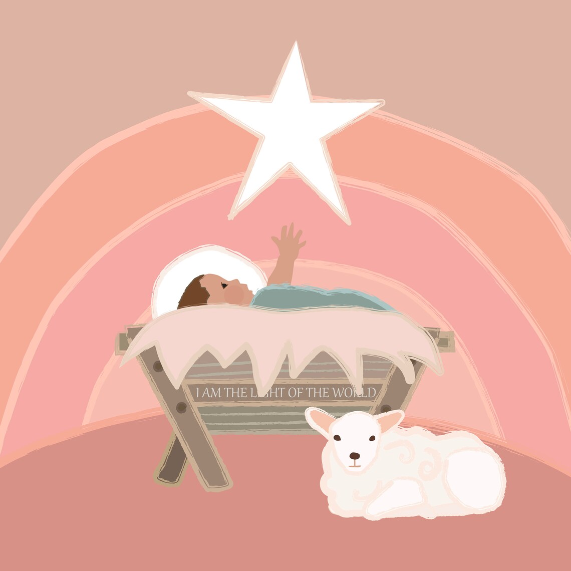 Away In A Manger Christmas Nativity Art With Baby Jesus Etsy