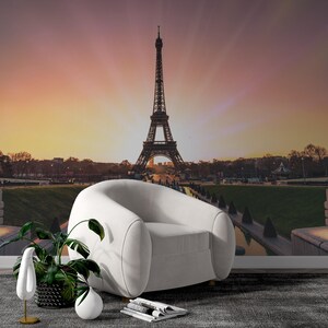 Peel and Stick Paris Sunset Eiffel Tower Landscape Accent Wall Mural