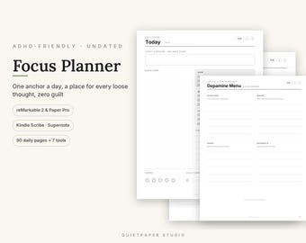 ADHD Focus Planner, Undated Digital PDF for reMarkable, Kindle Scribe