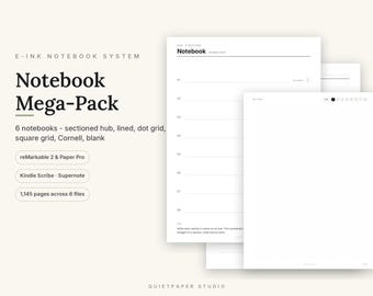 Sectioned Hyperlinked Notebook Bundle for reMarkable, Kindle Scribe, Supernote