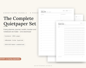 reMarkable 2 Digital Planner Bundle, 2026-2027 Journal, Habit Tracker (Digital Download)