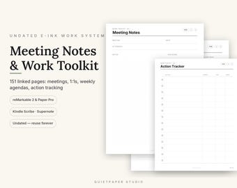 Meeting Notes Toolkit for reMarkable, Kindle Scribe, Undated PDF