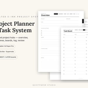 Project Planner Template reMarkable 2, Task System Undated, Kanban Now Next Later, Milestones, Paper Pro Kindle Scribe Supernote PDF Linked
