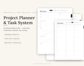 Undated Project Planner Task System for reMarkable, Kindle Scribe (PDF)