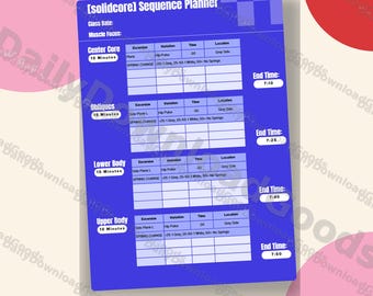 Solidcore Class Sequence Planner, Editable Canva Template (Instant Download)