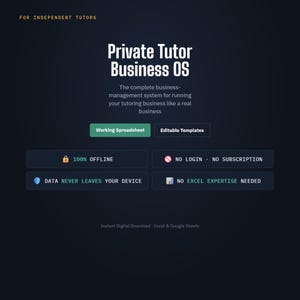 Private Tutor Business OS | Spreadsheet & Web App Toolkit (Digital Download)