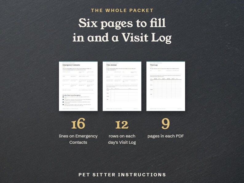 Six pages to fill in and a Visit Log