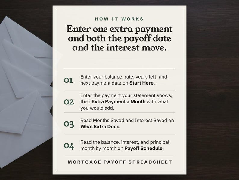 How it works, enter one extra payment and both the payoff date and the interest move