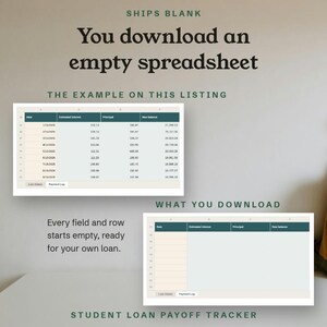 Ships blank, the filled example above the empty Payment Log you download