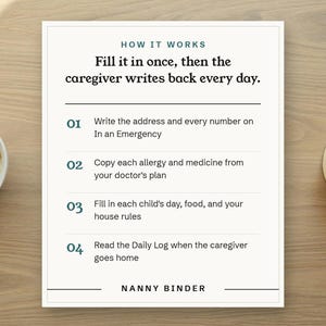 How it works, fill it in once, then the caregiver writes back every day