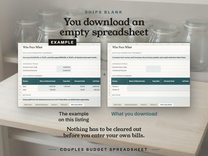 You download an empty spreadsheet