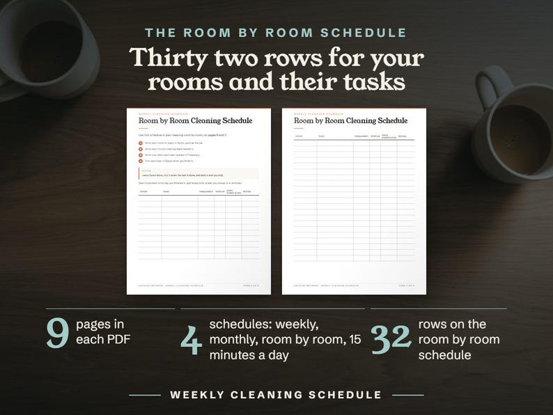 Thirty two rows for your rooms and their tasks
