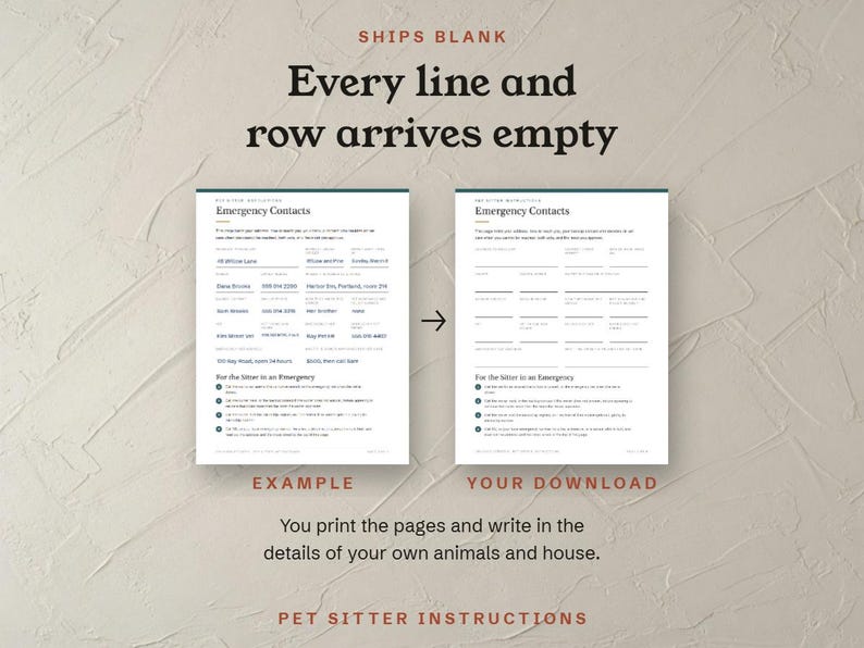 Every line and row arrives empty