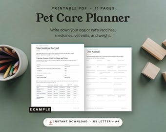Carnet de soins pour animaux de compagnie à imprimer, suivi de la santé des chiens et des chats, carnet de vaccination (PDF)