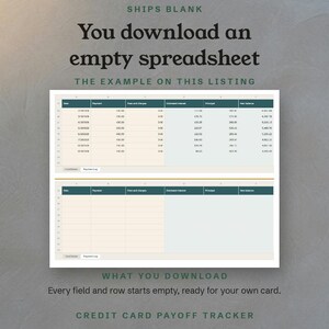 Ships blank, the filled example above the empty Payment Log you download