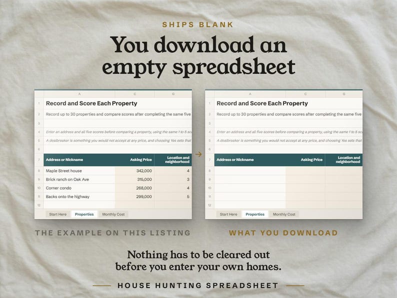 You download an empty spreadsheet