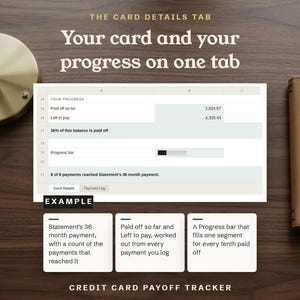 The Card Details tab, with your card, your progress, and the payments that reached Statement's 36 month payment, shown as an example