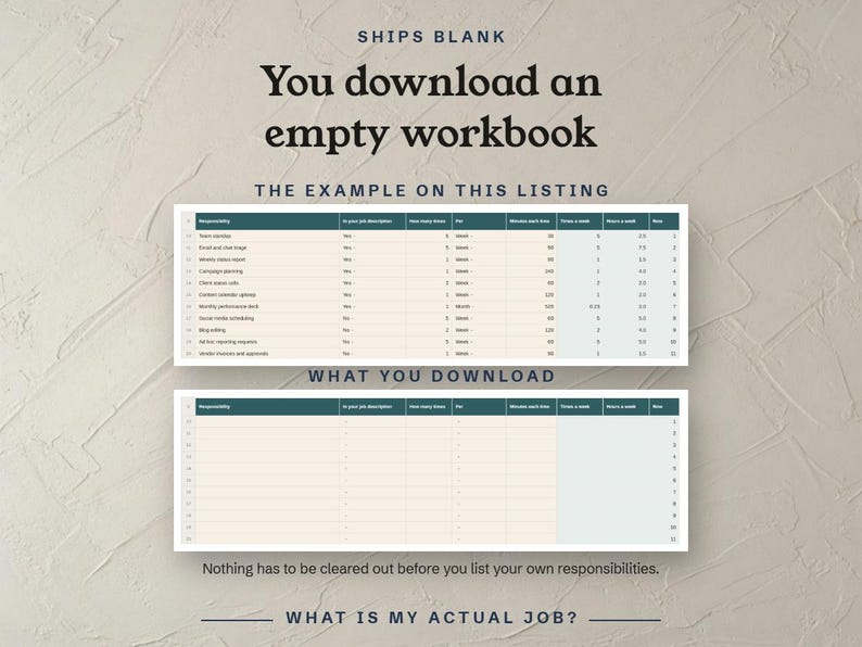 You download an empty workbook