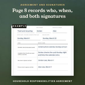 Page 8 records who, when, and both signatures
