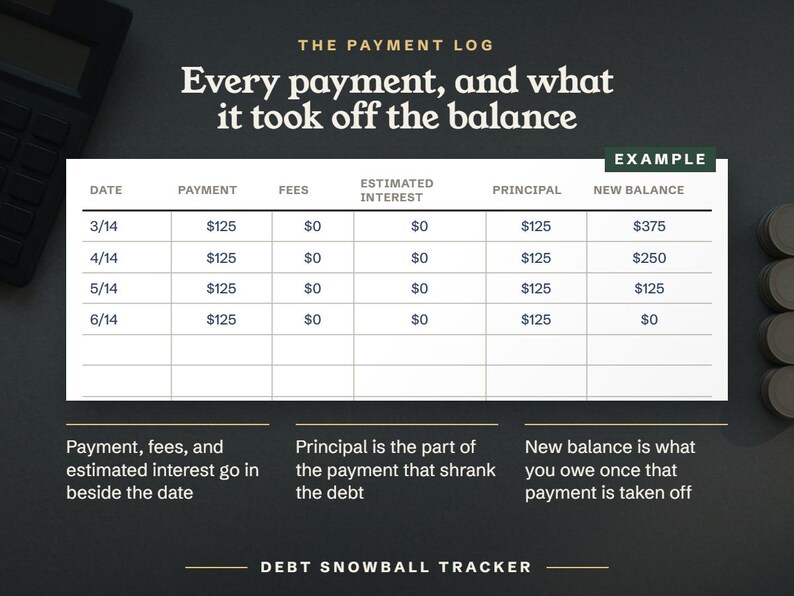 Every payment, and what it took off the balance