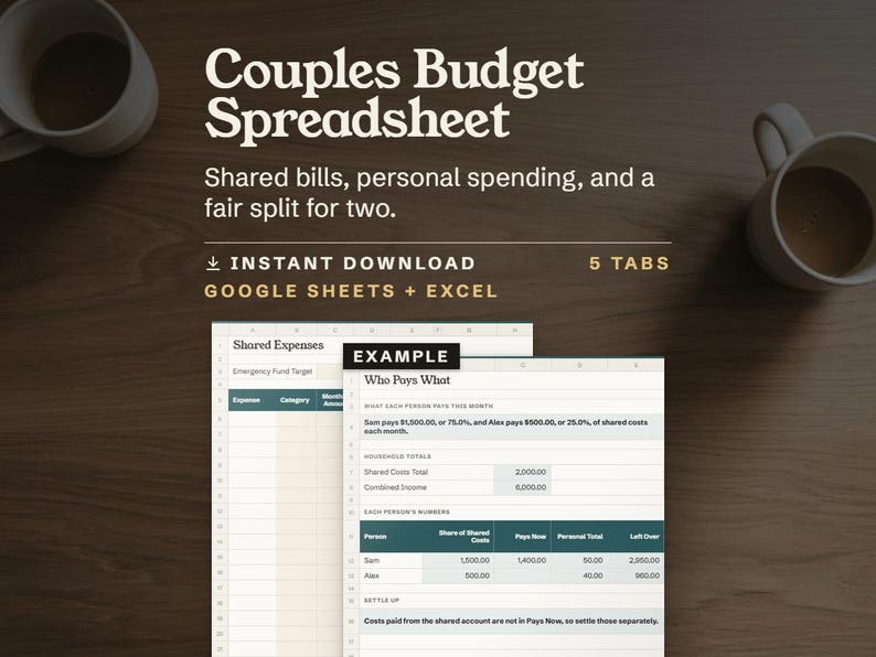 Shared bills, personal spending, and a fair split for two.