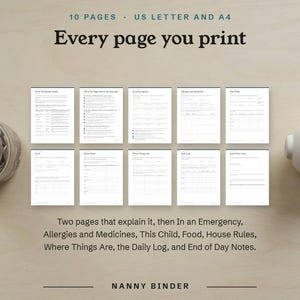 Every page you print, the 10 pages of the binder in US Letter and A4