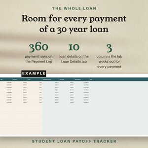 The whole loan, room for 360 payments on the Payment Log, shown as an example
