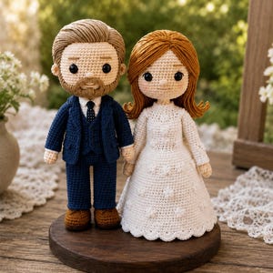 Virkmönster för brudpar i PDF-format | Amigurumi-mönster för brud och brudgum | Virkade bröllopsdockor | Direkt nedladdning | DIY-handledning för bröllopspresenter
