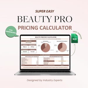 Pricing Calculator Excel for Beauty Service, Estheticians, Cost & Profit Spreadsheet, Salon Pricing Template