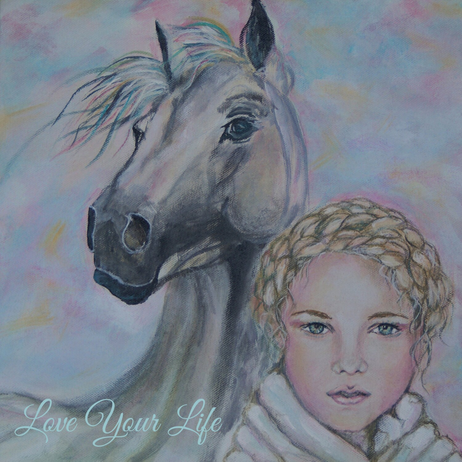 Original 8 X 10 Horse and Girl Fine Art Print Typography. Etsy