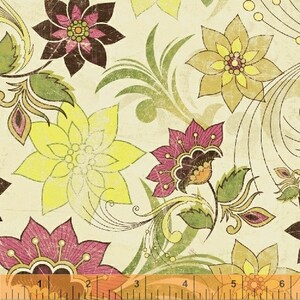 Floral multicolored on cream background