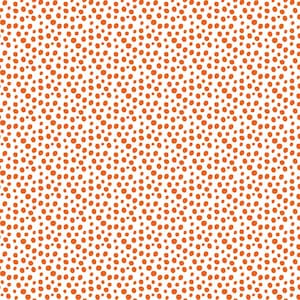 May include: A repeating pattern featuring small, irregular orange dots scattered across a solid white background. The dots vary slightly in size and shape, creating a dense, hand-drawn aesthetic that covers the entire surface of the image.