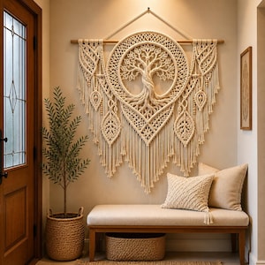 Tree of Life Macrame Wall Hanging Pattern, Boho Fiber Art Tapestry ( Video tutorial + Pdf)
