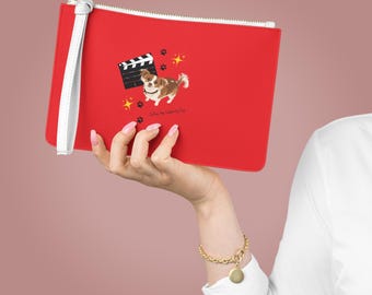 Hollywood Dog Film Clapper Clutch Bag | Paw Prints, Movie Theme