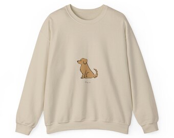 Sitting Brown Dog Crewneck Sweatshirt | Minimal Puppy Illustration