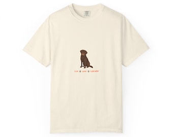 Chocolate Labrador Illustration T-Shirt | Sitting Lab, Minimal Dog Art